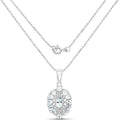 1.8 Ct Blue Aquamarine Prong Silver Cluster Pendant Necklace by Fine Color Jewels