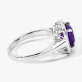 1.80 Ct Cushion Purple Amethyst and Lab Diamond Prong Silver Halo Cocktail Ring by Fine Color Jewels