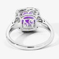 1.80 Ct Cushion Purple Amethyst and Lab Diamond Prong Silver Halo Cocktail Ring by Fine Color Jewels