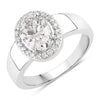 1.80 Ct Oval Lab Grown Diamond Prong Thick Band Platinum Halo Bridal Ring