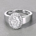 1.80 Ct Oval Lab Grown Diamond Prong Thick Band Platinum Halo Bridal Ring by Fine Color Jewels