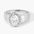 1.80 Ct Oval Lab Grown Diamond Prong Thick Band Platinum Halo Bridal Ring by Fine Color Jewels