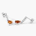 1.80 Ct Pear Golden Yellow Madeira Citrine & Lab Diamond Prong Silver Teardrop Dangle Earrings by Fine Color Jewels