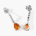 1.80 Ct Pear Golden Yellow Madeira Citrine & Lab Diamond Prong Silver Teardrop Dangle Earrings by Fine Color Jewels