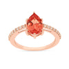 1.80 Ct Pear Lab Created Peach Sapphire and Moissanite Prong Silver Pave-set Ring