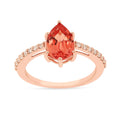 1.80 Ct Pear Lab Created Peach Sapphire and Moissanite Prong Silver Pave-set Ring by Fine Color Jewels