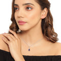 1.80 Ct Pear Red Mozambique Garnet & Lab Diamond Prong Silver Teardrop Crossover Pendant Necklace by Fine Color Jewels