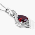 1.80 Ct Pear Red Mozambique Garnet & Lab Diamond Prong Silver Teardrop Crossover Pendant Necklace by Fine Color Jewels