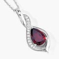 1.80 Ct Pear Red Mozambique Garnet & Lab Diamond Prong Silver Teardrop Crossover Pendant Necklace by Fine Color Jewels