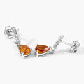 1.80 Ct Pear Yellow Madeira Citrine & Lab Diamond Prong Silver Teardrop Dangle Earrings by Fine Color Jewels