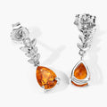 1.80 Ct Pear Yellow Madeira Citrine & Lab Diamond Prong Silver Teardrop Dangle Earrings by Fine Color Jewels
