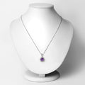 1.80 Ct Round Purple Amethyst and Diamond Prong Silver Floral Pendant Necklace by Fine Color Jewels