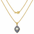 1.82 Ct Round White Ethiopian Opal & Tanzanite Prong Silver Cocktail Pendant Necklace by Fine Color Jewels