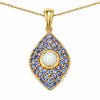 1.82 Ct Round White Ethiopian Opal & Tanzanite Prong Silver Cocktail Pendant Necklace