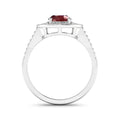 1.84 Ct Oval Cut Pink Ruby and White Diamond Halo Pave Ring by Fine Color Jewels
