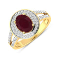 1.84 Ct Oval Cut Pink Ruby and White Diamond Halo Pave Ring by Fine Color Jewels