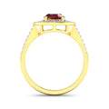 1.84 Ct Oval Cut Pink Ruby and White Diamond Halo Pave Ring by Fine Color Jewels