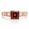 1.84 Ct Square Red Garnet and White Topaz Prong Silver Cocktail Ring