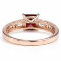 1.84 Ct Square Red Garnet and White Topaz Prong Silver Cocktail Ring by Fine Color Jewels