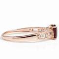 1.84 Ct Square Red Garnet and White Topaz Prong Silver Cocktail Ring by Fine Color Jewels