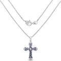 1.84 CTTW Round Violet Tanzanite Prong Silver Cross Pendant Necklace by Fine Color Jewels