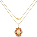 1.85 Ct Oval White Ethiopian Opal Prong Gold Plated Silver Cluster Halo Pendant Necklace by Fine Color Jewels