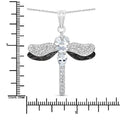 1.86 Ct Blue Aquamarine Prong Sterling Silver Dragonfly Pendant Cable Chain Necklace by Fine Color Jewels