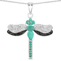 1.87 Ct Green Zambian Emerald Prong Sterling Silver Dragonfly Pendant Cable Chain Necklace by Fine Color Jewels