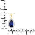1.88 Ct Genuine Oval Ceylon Blue Sapphire and Diamond 18K Yellow Gold Teardrop Pendant by Fine Color Jewels