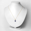 1.88 Ct Genuine Oval Ceylon Blue Sapphire and Diamond 18K Yellow Gold Crossover Pendant by Fine Color Jewels
