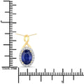 1.88 Ct Genuine Oval Ceylon Blue Sapphire and Diamond 18K Yellow Gold Crossover Pendant by Fine Color Jewels