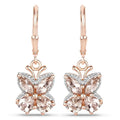 1.88 Ct Peach Morganite Prong 18K Rose Gold Plated Silver Dangle Earrings by Fine Color Jewels