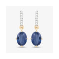1.90 Ct Oval Blue Sapphire & Diamond Prong 10K Gold Dangle Earrings by Fine Color Jewels