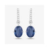 1.90 Ct Oval Blue Sapphire & Diamond Prong 10K Gold Dangle Earrings