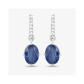 1.90 Ct Oval Blue Sapphire & Diamond Prong 10K Gold Dangle Earrings by Fine Color Jewels