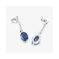 1.90 Ct Oval Blue Sapphire & Diamond Prong 10K Gold Dangle Earrings by Fine Color Jewels