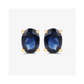 1.90 Ct Oval Blue Sapphire Prong 10K Gold Stud Earrings by Fine Color Jewels