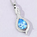 1.90 Ct Pear Swiss Blue Topaz & Lab Diamond Prong Silver Teardrop Crossover Pendant Necklace by Fine Color Jewels