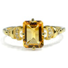 1.92 Ct Octagon Yellow Citrine and White Topaz Prong Silver Statement Ring