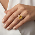 1.92 Ct Octagon Yellow Citrine and White Topaz Prong Silver Statement Ring by Fine Color Jewels