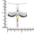 1.95 Ct Multi-Stone Prong Silver Dragonfly Pendant Cable Chain Necklace by Fine Color Jewels