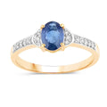 1.95 Ct Oval Blue Sapphire Diamond Prong 10k Gold Pave Bridge Ring by Fine Color Jewels