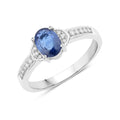 1.95 Ct Oval Blue Sapphire Diamond Prong 10k Gold Pave Bridge Ring by Fine Color Jewels