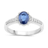 1.95 Ct Oval Blue Sapphire Diamond Prong 10k Gold Pave Bridge Ring