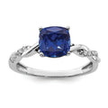 1.96 Ct Cushion Blue Created Sapphire & Diamond Prong Silver Infinity Twisted Ring by Fine Color Jewels