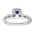 1.96 Ct Cushion Blue Created Sapphire & Diamond Prong Silver Infinity Twisted Ring by Fine Color Jewels