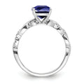 1.96 Ct Cushion Blue Created Sapphire & Diamond Prong Silver Infinity Twisted Ring by Fine Color Jewels