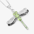 1.98 Ct Green Peridot Prong Sterling Silver Dragonfly Pendant Cable Chain Necklace by Fine Color Jewels