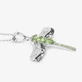 1.98 Ct Green Peridot Prong Sterling Silver Dragonfly Pendant Cable Chain Necklace by Fine Color Jewels