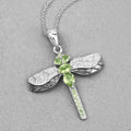 1.98 Ct Green Peridot Prong Sterling Silver Dragonfly Pendant Cable Chain Necklace by Fine Color Jewels